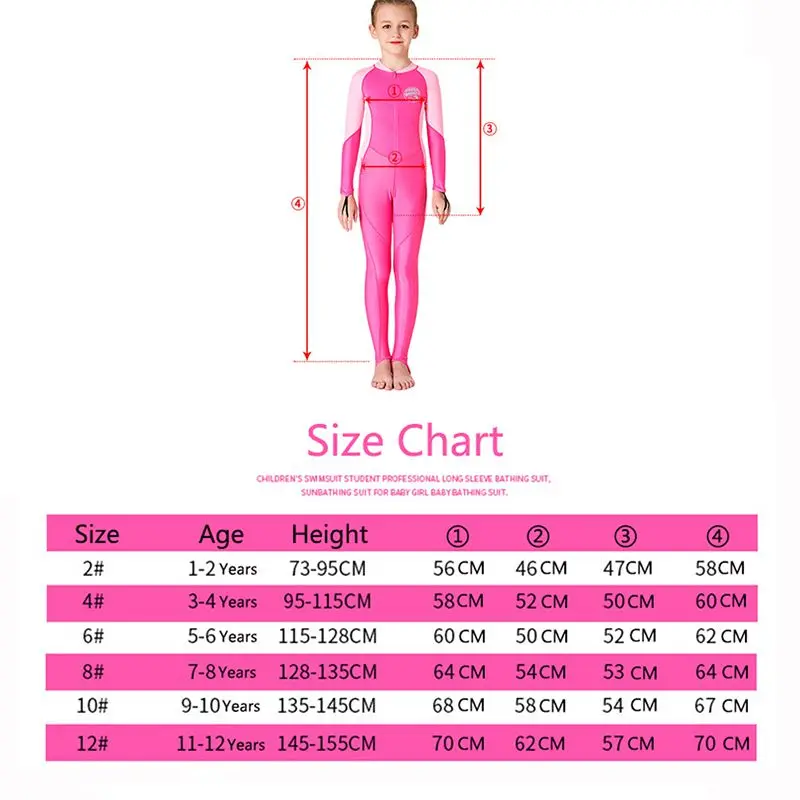 

Children Wetsuit Girl Patchwork Long Sleeve Sunshade UV Protection One Piece Swimsuit Diving Suit Bathing Suit Kids Swimwear