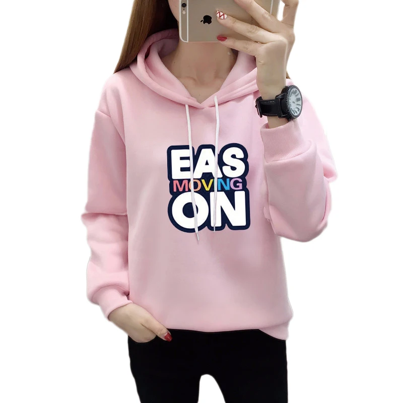 

Hoodies Women 2021 Winter Casual Long Sleeve Printed Plush Fleece Hooded Sweatshirt Korean Loose Cute Hooded Pullover Tops