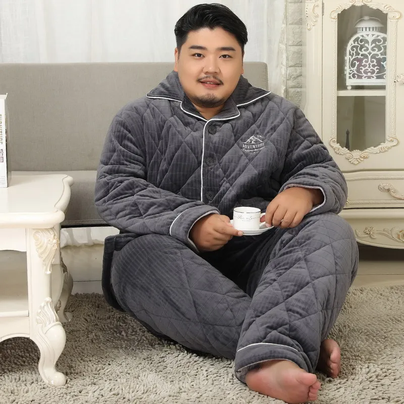Зимние Утепленные стеганые пижамные комплекты больших размеров 150 кг Мужская