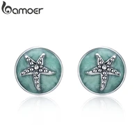 bamoer 100 925 sterling silver fantasy starfish round small stud earrings for women clear cz fashion earrings jewelry sce205