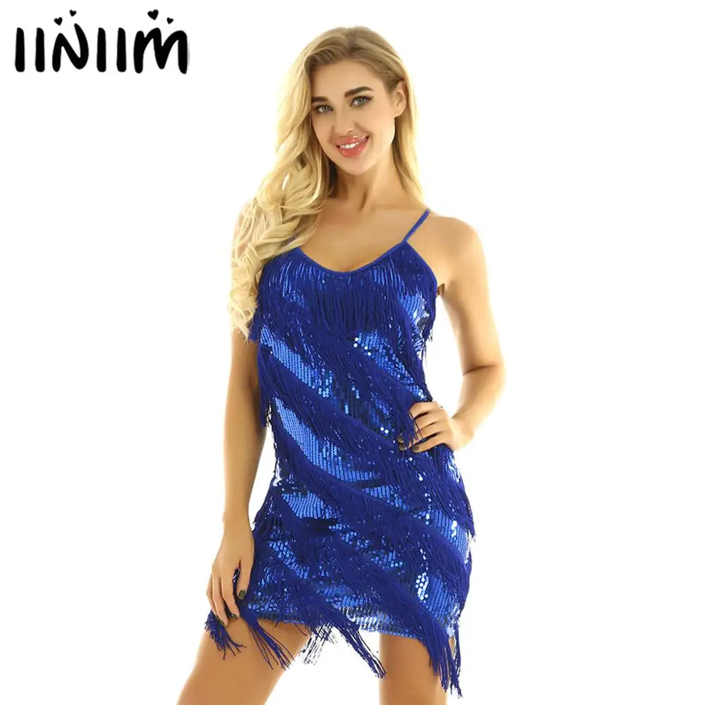 Взрослым женщинам регулируемые бретельки сверкающая бахрома с блестками