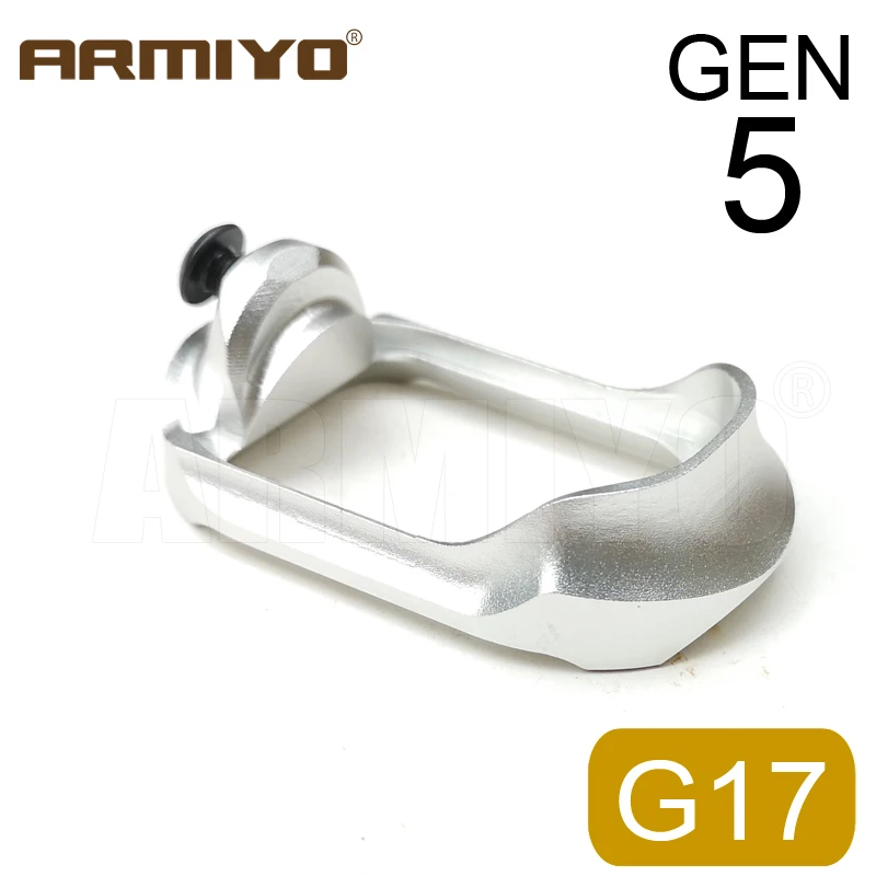 

Armiyo G 17 Pro Plus Aluminum Magazine Extension Cartridge well Grip Adapter Base Pad for Gen 5 G17 & G34 Hunting Accessories