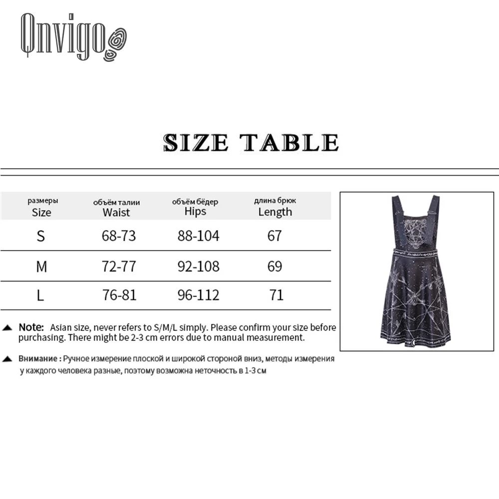 

Qnvigo Star Moon Dress Dark New Printed Suspender Dress Adjustable Shoulder Straps Princess Dress High Waist Shin Punk Skirt