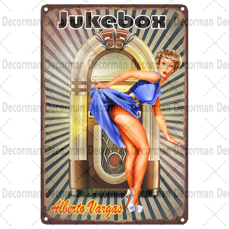 [Mike86] JUKEBOX пин-ап музыкальный металлический знак настенный плакат винтажный