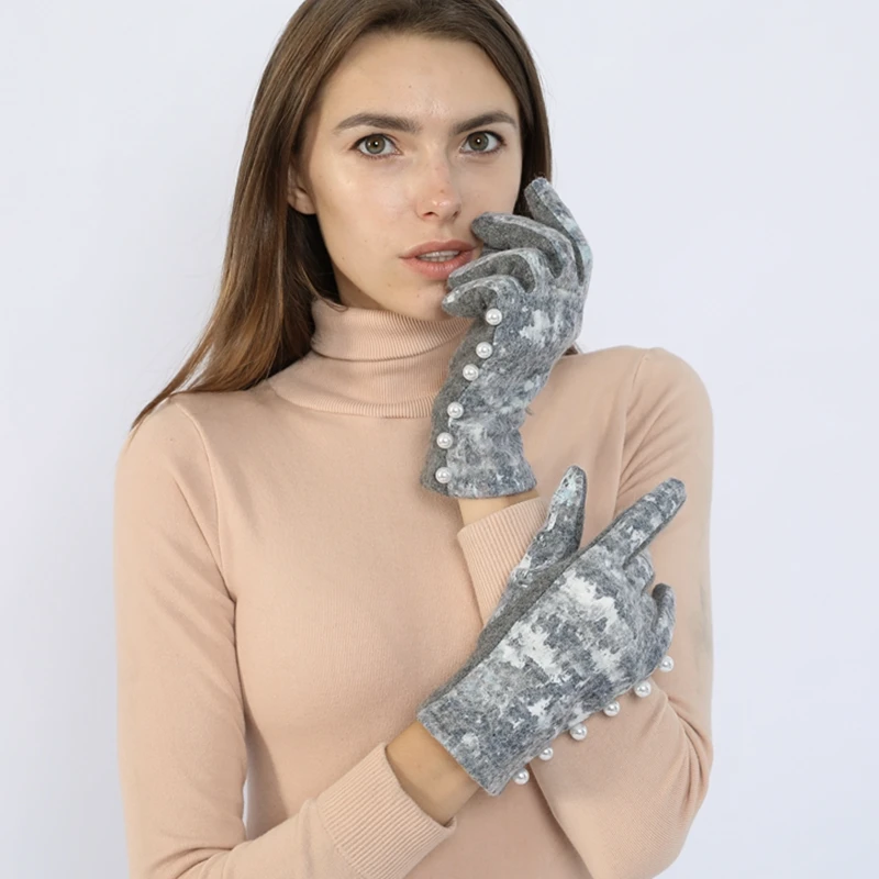 Зимние женские перчатки толщина сенсорный экран утолщаются теплые полный палец