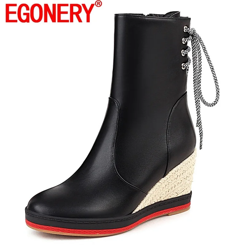 EGONERY/обувь модные ботильоны 2020 зимняя женская обувь Обувь с перекрестными