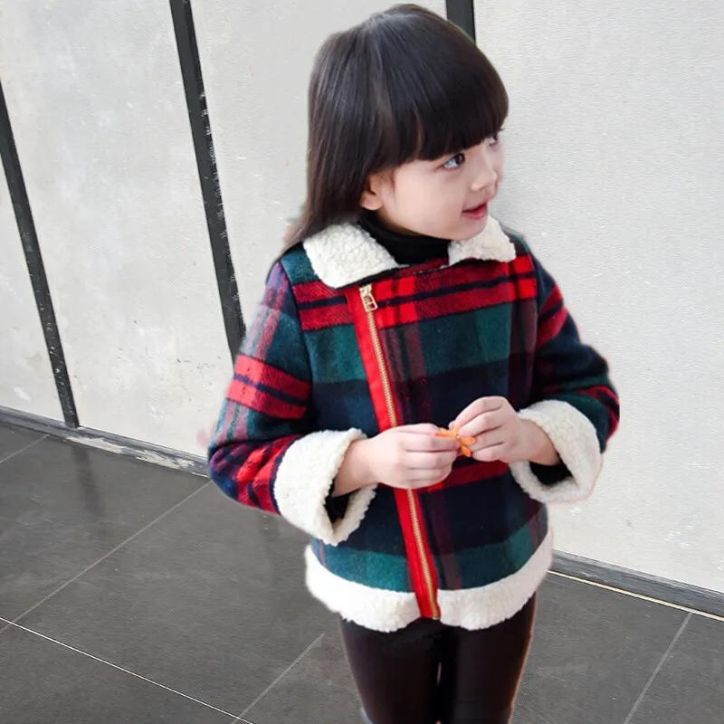 Импортные товары шерстяное пальто для девочек с узором &quotгусиная лапка&quot