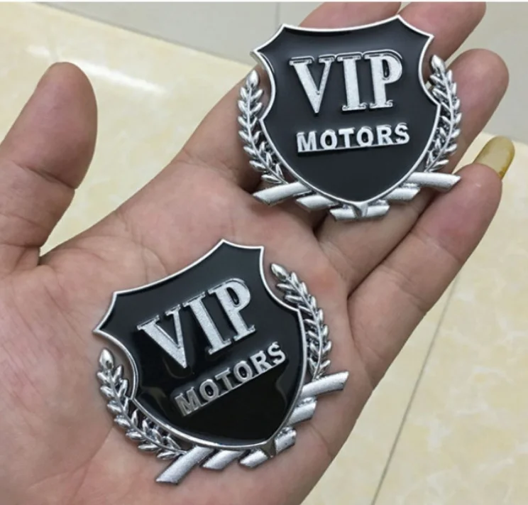 

2pcs Metal VIP MOTORS Luxury Car Trunk Side Emblems Decal Sticker Window Badge