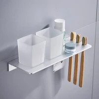 toothbrush holder wall mounted space aluminum electric toothbrushes holder toothbrush toothpaste dispenserwall mount bathroom
