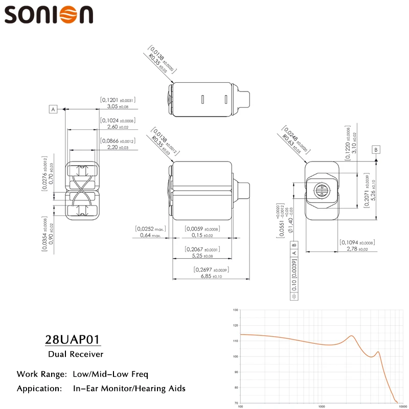 2 шт. Sonion 28UAP01 сбалансированный арматурный двойной приемник и динамик драйвера