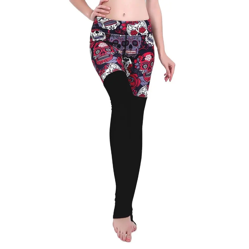 Горячая Новинка Хэллоуин Красный Цветочный Череп сплетенные Йога спортивные