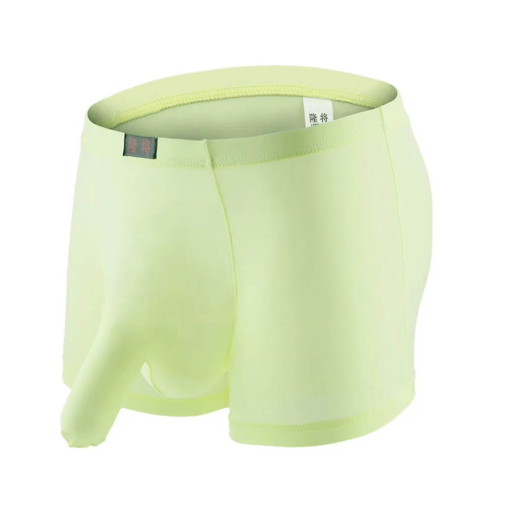Green Men's Underwear Boxer Underpants Knickers Transparent Bulge Pouch Shorts Sexy Breathable Underpants Underwear Boxer Mens Panties - Цвет: Green