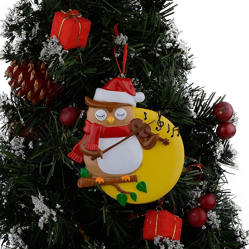 Resin Glossy Violin Owl Personalized Christmas Ornaments Used For Holiday Keepsake Gifts and Home Decor|christmas ornaments|christmas
