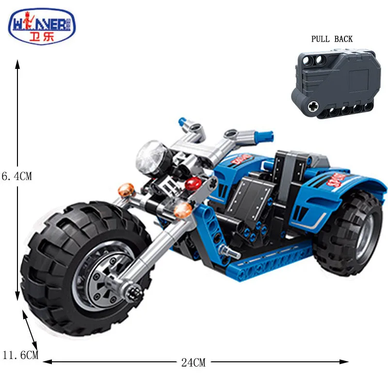 178 шт. технические блоки симуляция трехколесный мотоцикл тянет назад