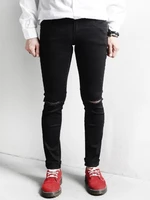 mens jeans small leg pants spring and autumn new classic dark korean fashion hole slim fit versatile large pants