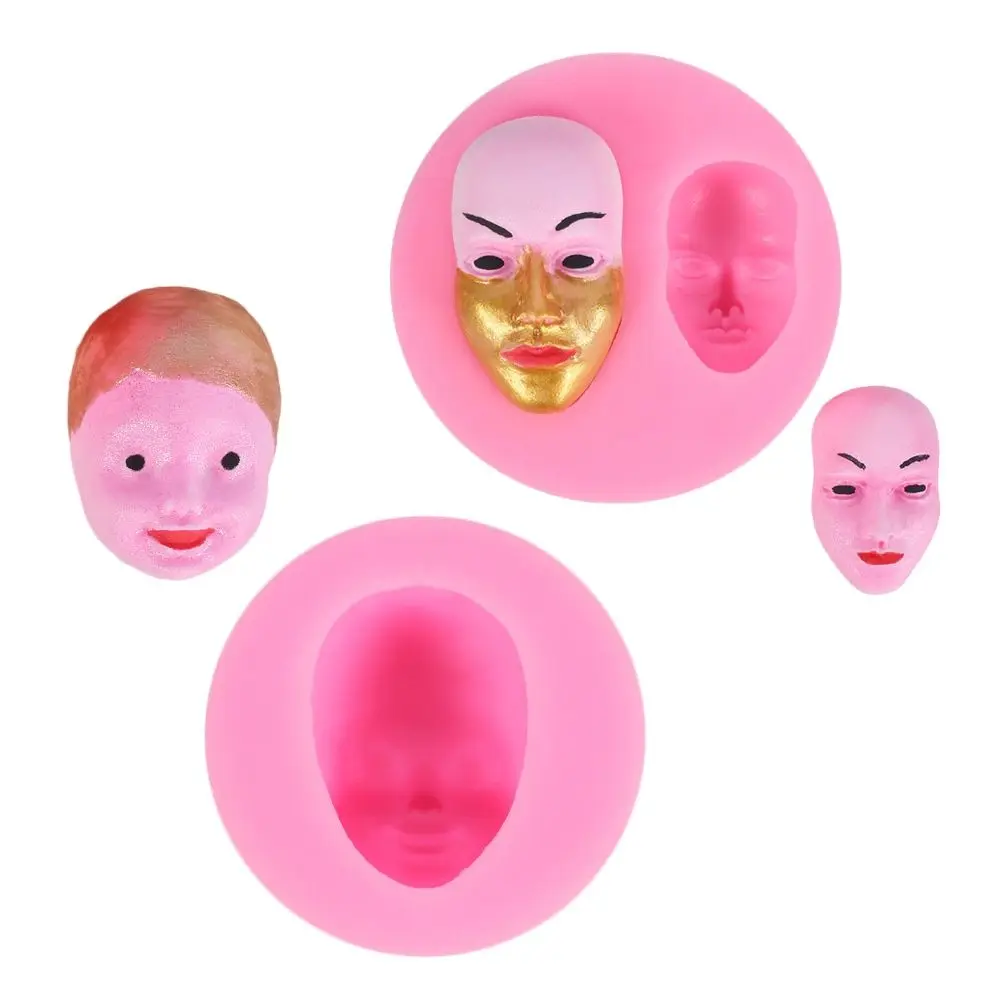 

Маска для лица с двумя отверстиями, силиконовая форма для помадки, шоколада, эпоксидной смолы, форма для сахарной мастики, кондитерский стак...