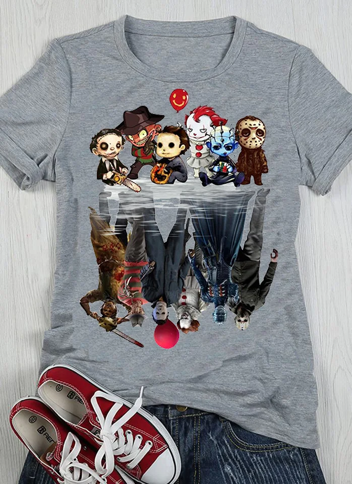 Мужская футболка для Хэллоуина мужчин и женщин с друзьями ужасов Pennywise Майклом
