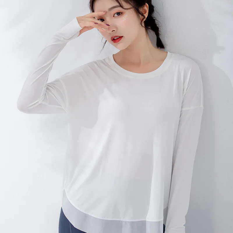 Antibom Womens Workout Yoga Shirts Long Sleeve Crop Top Fitness T-shirts Running Clothes Quick Dry Hollow Breathable Sports Gym