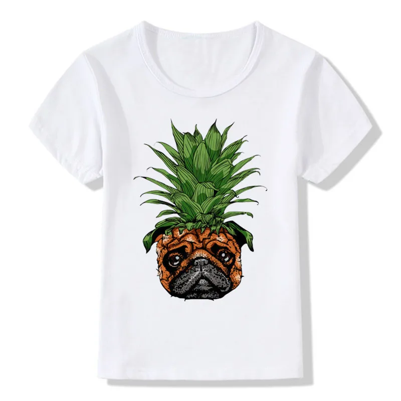 

2018 Children Funny Pineapple Pug Design T-Shirts Girls Boys Summer Tops Kids Short Sleeve Clothes Casual Baby T shirt,ooo2149