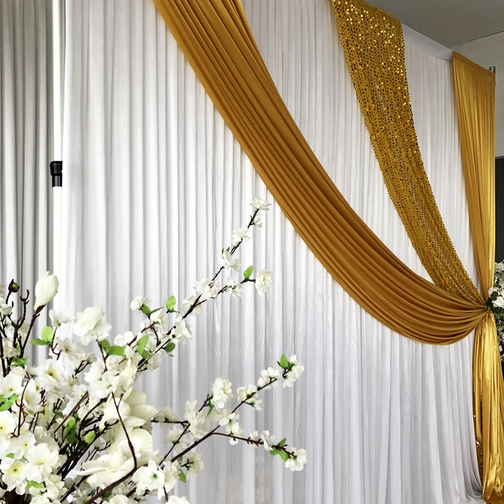 Фотофон горячая распродажа 3 м Hx мВт белый занавес с золотом из ледяного шелка