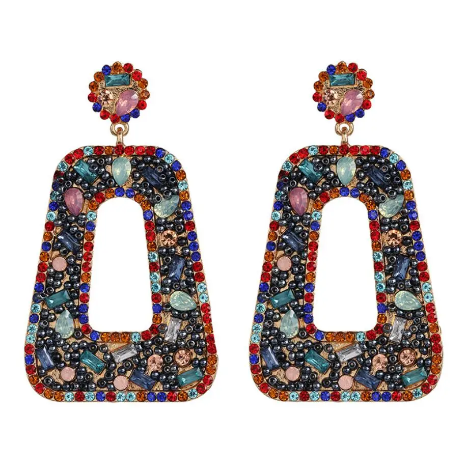 Женские Геометрические круглые квадратные висячие серьги ZA длинные с