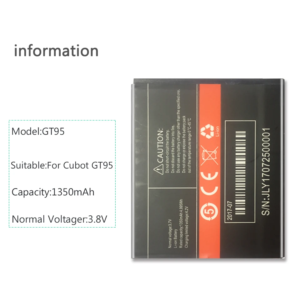 Для Cubot GT95 1350mAh литий полимерные аккумуляторы для батарея сотового