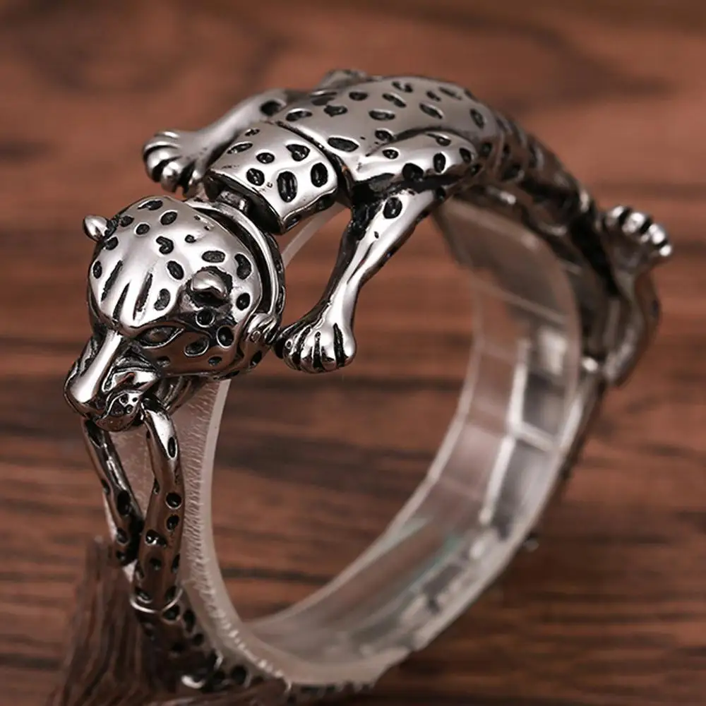 Браслет мужской из нержавеющей стали с гепардом трендовый браслет