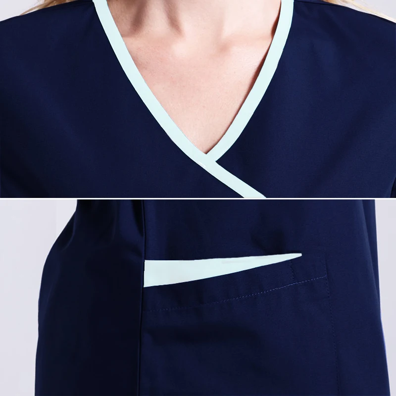 Женская модная рубашка с коротким рукавом V образным вырезом и двумя большими