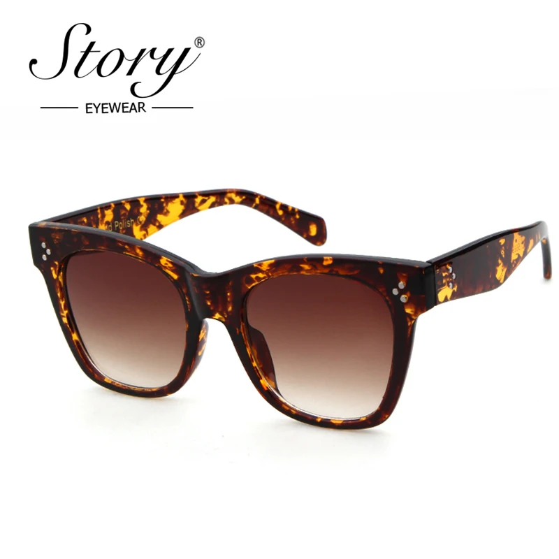 Очки солнцезащитные женские квадратные с заклепками и плоским верхом |