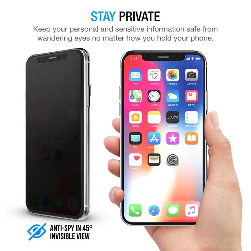 Антишпионская Антибликовая Защитная пленка 9H для iPhone X XS 11 12 mini Pro Max 6 6s 7 8 Plus|tempered