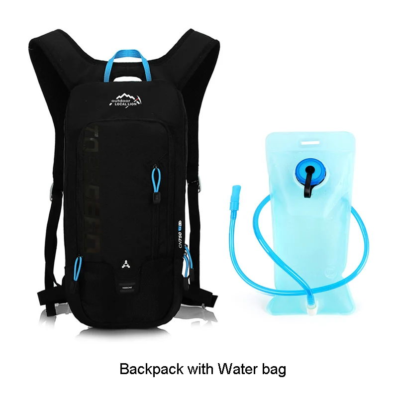 Black with water bag Местный лев 5л водонепроницаемый велосипедный рюкзак для путешествий на открытом воздухе Горный рюкзак для пеших прогулок спортивный 2л Гидратация Сумка для альпинизма 5 цветов - Цвет: Black with water bag