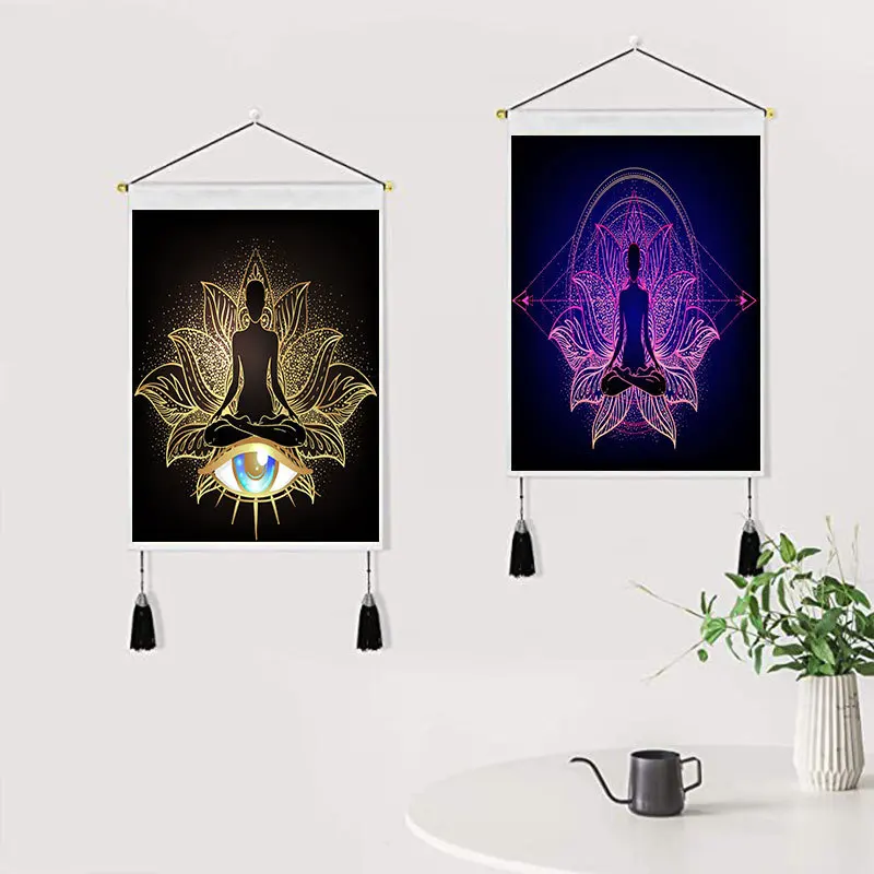 С психоделической мандалой Йога Для мужчин в качестве фона для дивана и фазы