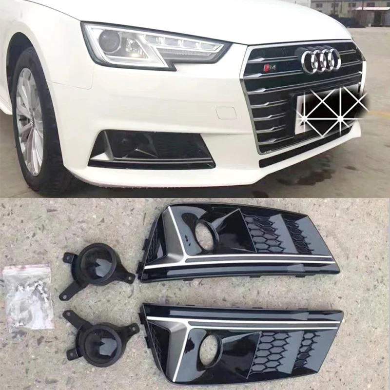 

For Audi A4 B9 Modified S4 Style Front Fog light fog lamp Cover Grille Grill Car Styling 2016UP Standard Bumper