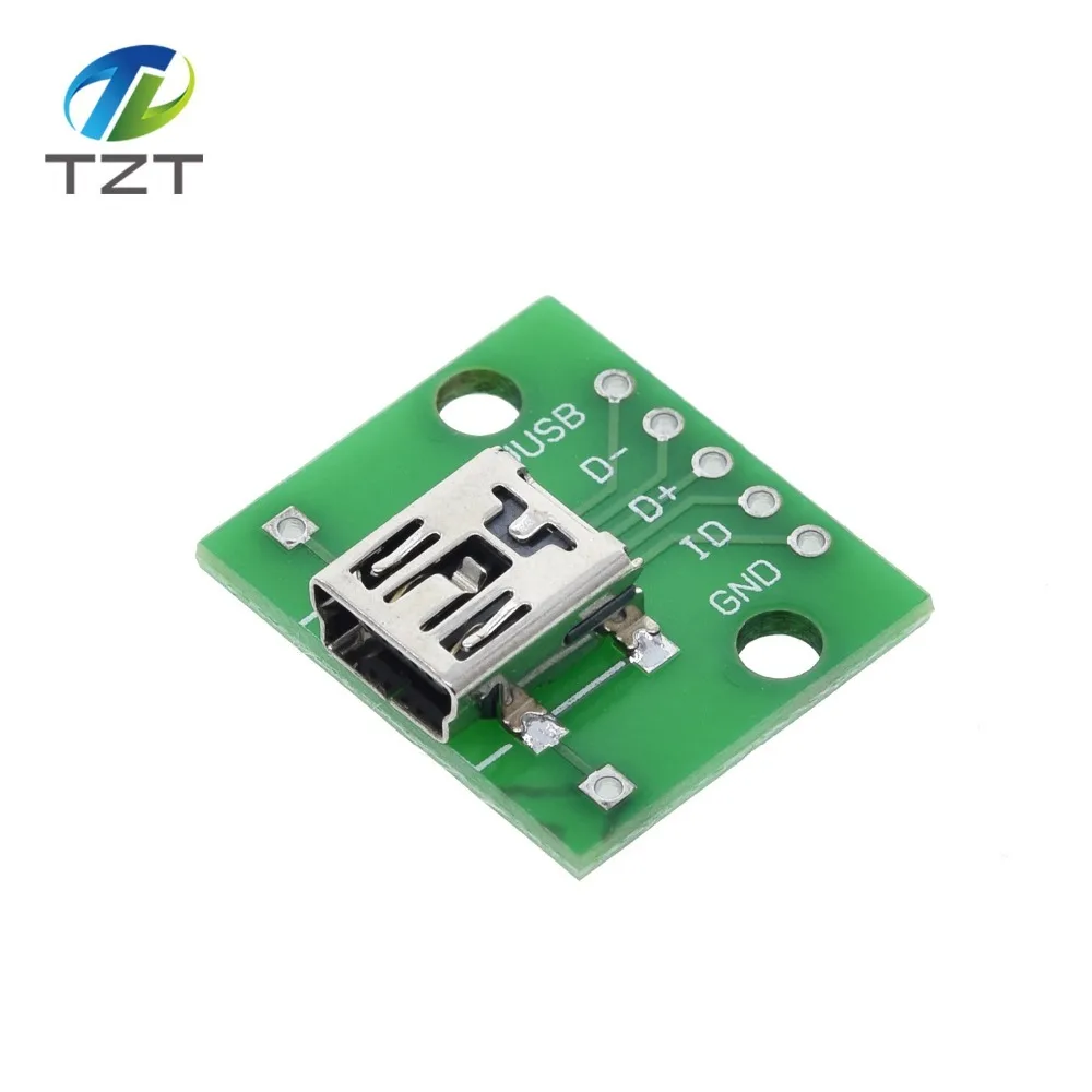 TZT MINI MICRO USB Для DIP адаптера/USB разъем 2,54 мм 5pin Женский Разъем b Тип USB2.0 Женский PCB конвертер USB-01