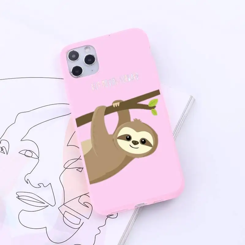 

Sloth Cute Animals Phone Case Candy Color for iPhone 6 7 8 11 12 s mini pro X XS XR MAX Plus
