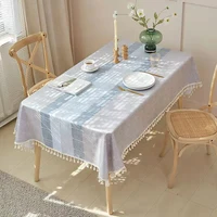 cotton linen tablecloth waterproof oil and scald proof rectangular tassel tablecloth waterproof tablecloth coffee table cloth