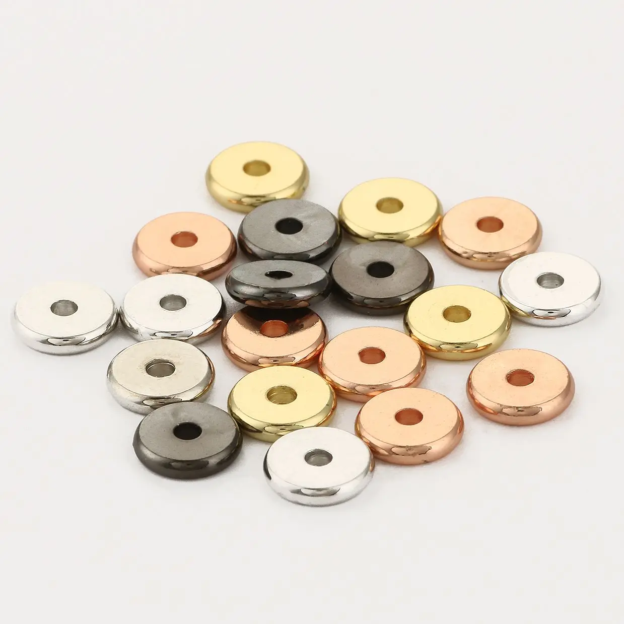 Плоские круглые бусины-разделители из нержавеющей стали 4/6/8 мм | Украшения и