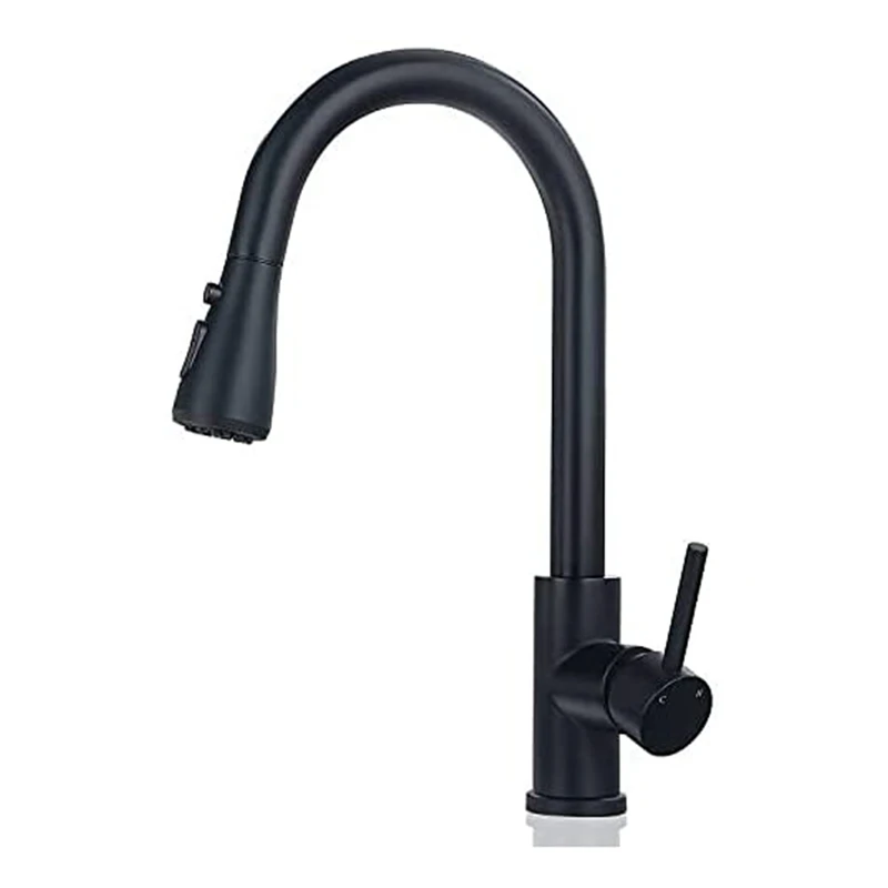 

Black Kitchen Faucet with Pull Down Sprayer, Kitchen Sink Faucet with Pull Out Sprayer Single Hole Kitchen Faucets