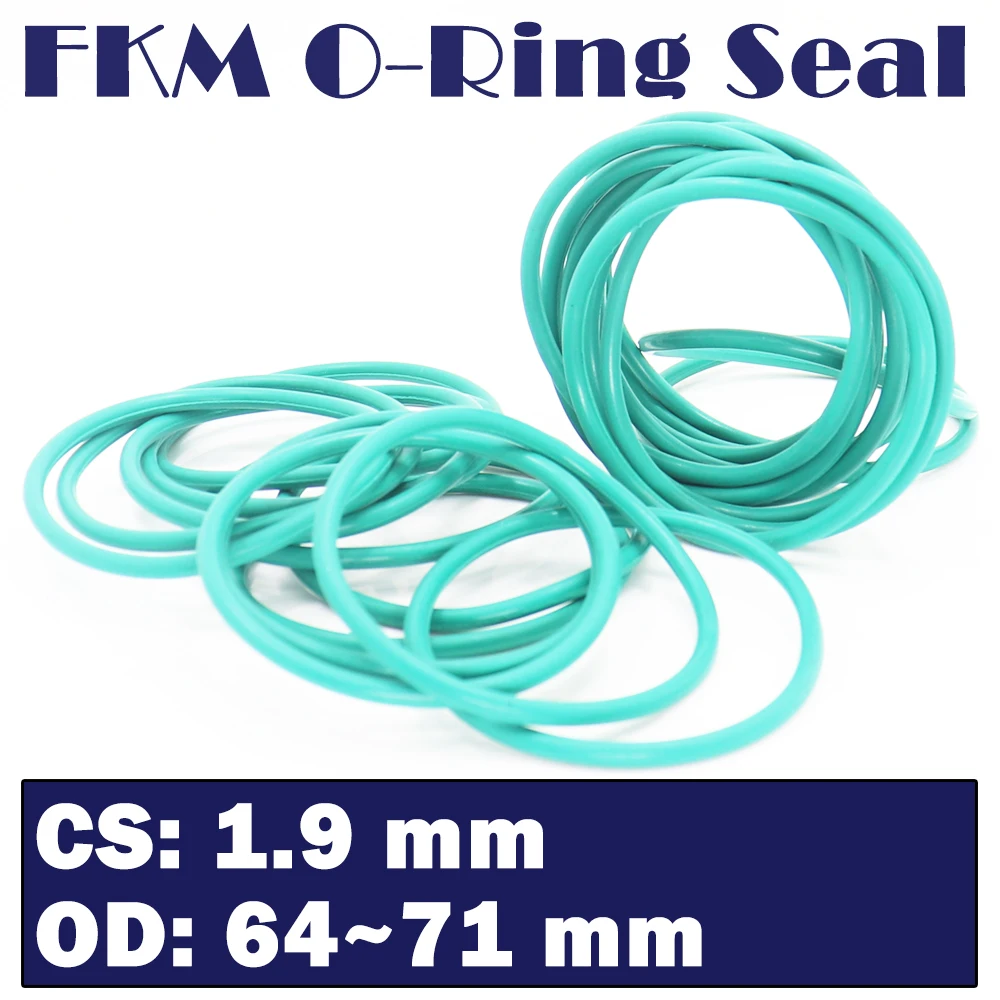 

CS 1.9mm FKM Rubber O RING OD 64/65/66/67/68/69/70/71*1.9 mm 30PCS O-Ring Fluorine Gasket Oil seal Green ORing