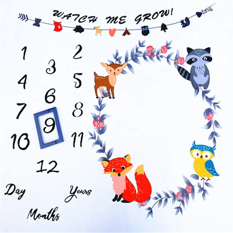 Одеяло для новорожденных с изображением лисы месячный рост реквизит фотосъемки