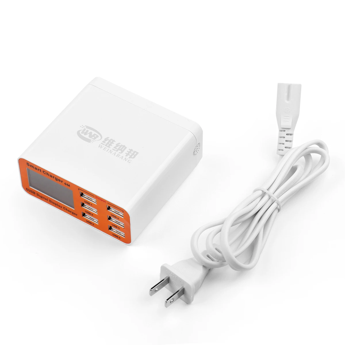 wnb 5v 6a 6 ports usb smart charger with lcd digital display 30w fast charging fast heat dissipation for mobile phone tablet free global shipping