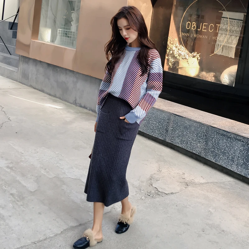 

JVCAKE women's set sweater and skirt set two piece set women 2 piece outfit for women long sleeve kitted pullovers women cloth