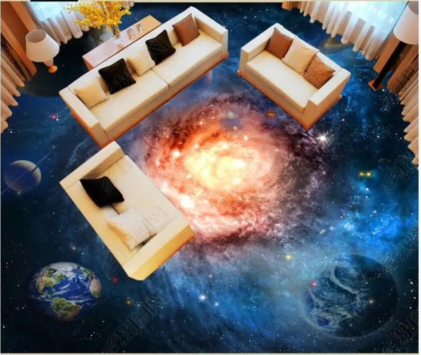 

Custom Picture Self-adhesive Flooring wallpapers Wall Sticker Beautiful starry universe galaxy vortex 3D floor tile painting