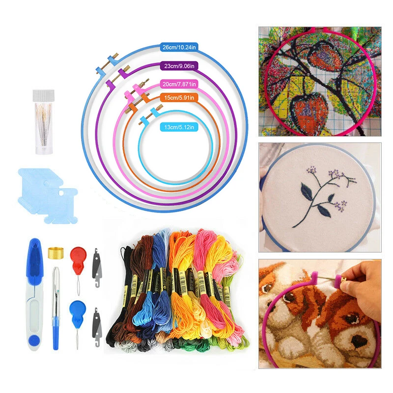 

50 Colours Cross Stitch Embroidery Thread Hoop Kit Craft Starter Tool Sewing Kit Set sewing accessories#w