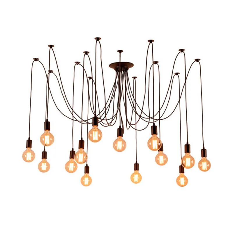 

Industrial DIY Spider Pendant Lights Vintage Retro Hanging Lamp E27 Lamp Holder Iron Cage Lampshade for Home Office Bar Loft