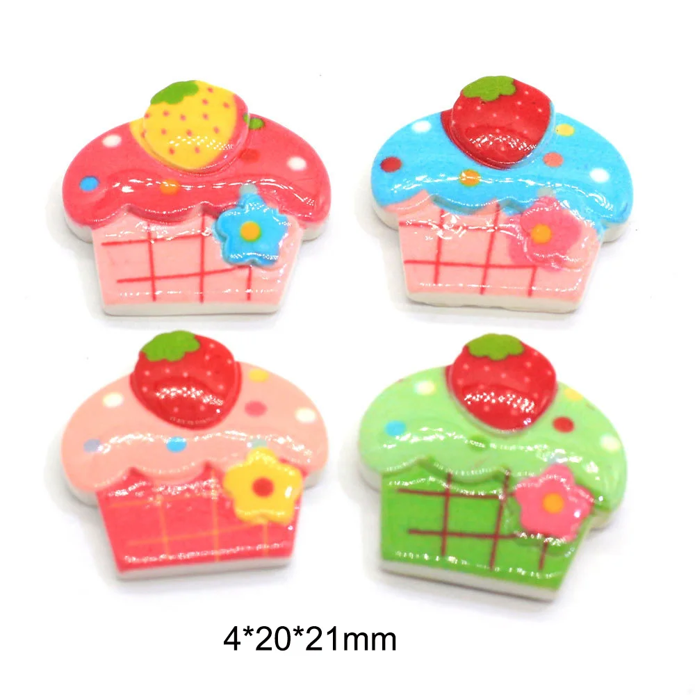 20 шт./партия кавайное сердце из смолы Клубничное Мороженое Кабошон с плоской