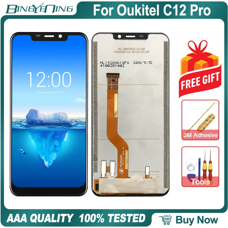 BingYeNing для Oukitel C12 Pro, ЖК-дисплей и сенсорный экран, дигитайзер с рамкой, дисплей, экран, аксессуары для телефона, сборка, инструменты для замены