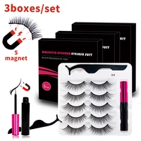 3boxes 5pairs magnetic eyelash natural false eyelashes makeup magnet lashes eyeliner tweezers set pesta%c3%b1as magneticas wholesale