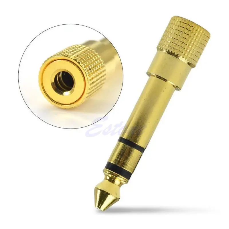 

Gold Audio Female 6.3mm 1/4\" Male to 3.5mm 1/8\" Stereo Plug Adapter Converter R9UB
