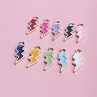 10pcslot candy color flash shape lightning pendants bracelet earring enamel charms for diy necklacebracelet jewelry making